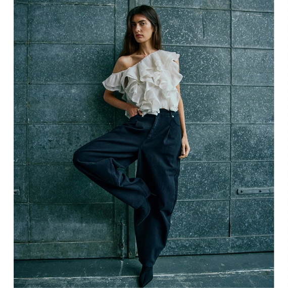 Copenhagen Muse CMTILLY One-Shoulder Bluse, Jet Stream