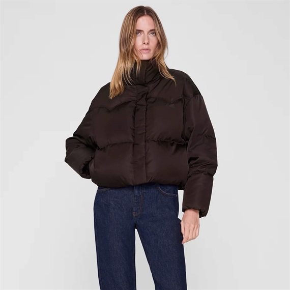 Anine Bing Oslo Cropped Puffer Jakke, Dark Brown