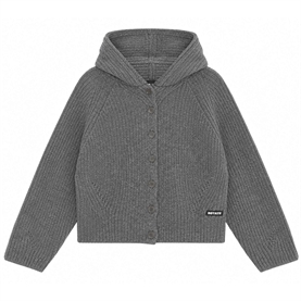 Rotate Knit Boxy Hoodie, Gray Pinstripe