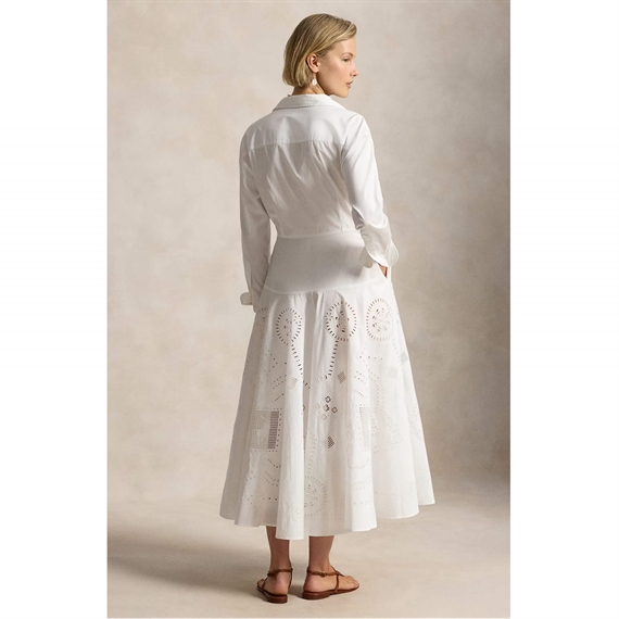Polo Ralph Lauren Eyelet Skjorte Kjole, Hvid