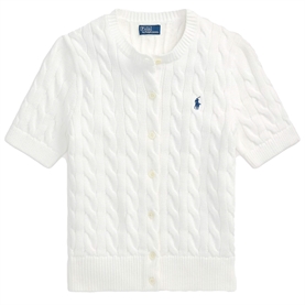 Polo Ralph Lauren Cable-Knit Cotton Short-Sleeve Cardigan, Hvid