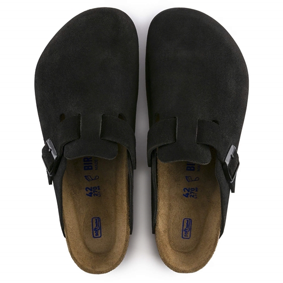 Birkenstock Boston Suede Leather Clogs, Sort