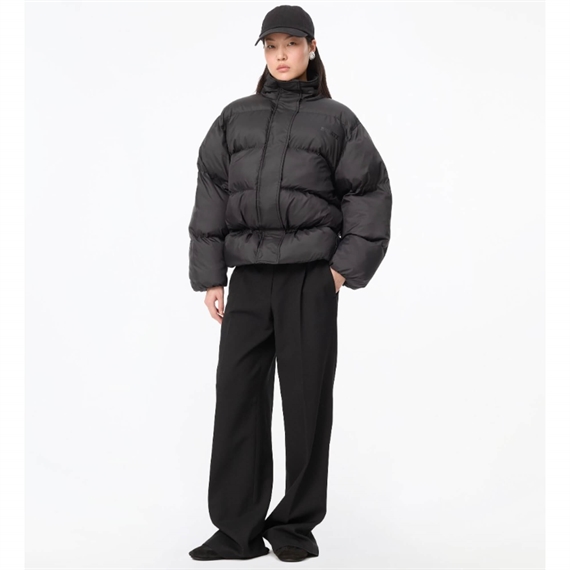 Rotate Peplum Puffer Jakke, Sort