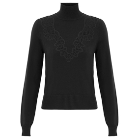 Zimmermann Valiant Merino Lace Turtleneck, Sort 