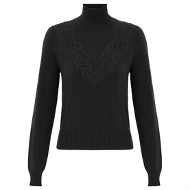Zimmermann Valiant Merino Lace Turtleneck, Sort 