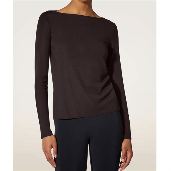 Wolford Pure Top Long Sleeve, Dark Wood