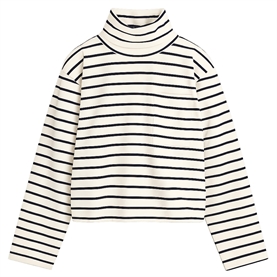 Skall Studio Nessa T-neck Bluse, Ecru/Navy Stripe