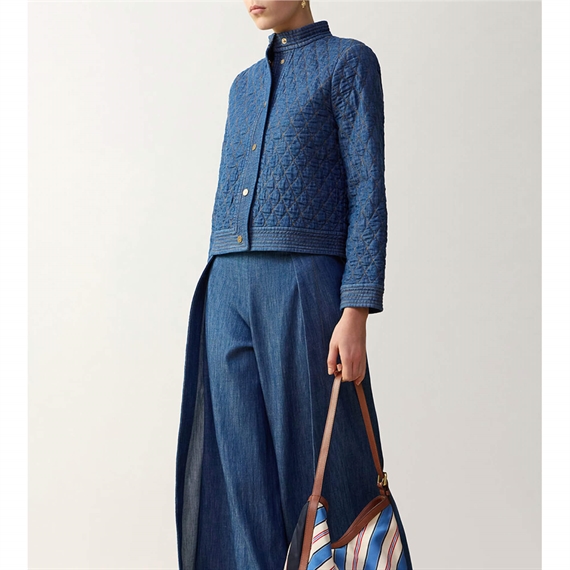 Zimmermann Echo Denim Quilted Jakke, Railway Blue