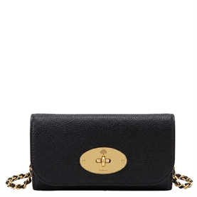 Mulberry Lily Chain Wallet Black Small Classic Grain