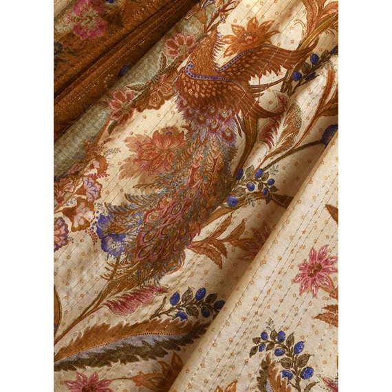 Zimmermann Indra Waisted Maxi Kjole, Cream Khaki Scarf Floral