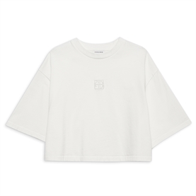 Anine Bing Myers Cropped Monogram T-shirt, Ivory