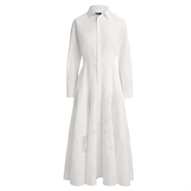Polo Ralph Lauren Eyelet Skjorte Kjole, Hvid