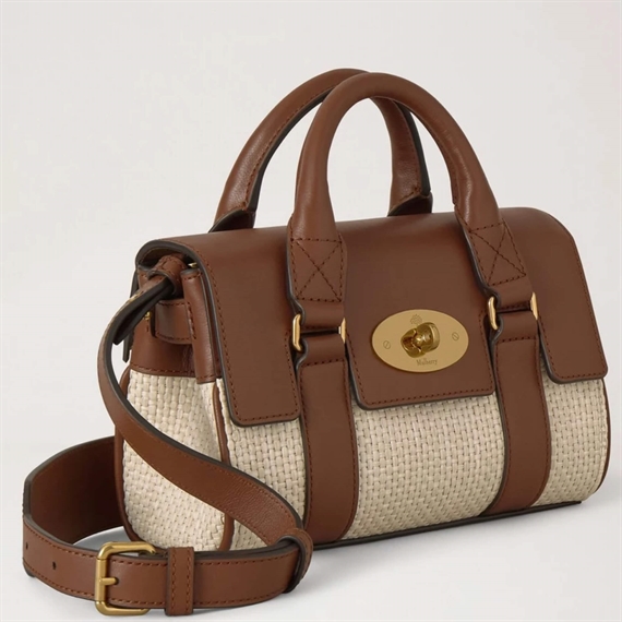 Mulberry Mini Bayswater Raffia, Ecru-Bright Oak