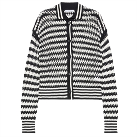 Max Mara MXMFILM Cardigan, White Blue Pinstripes