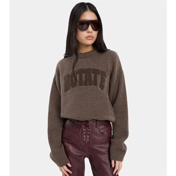 Rotate Crewneck Sweater, Cocoa Brown