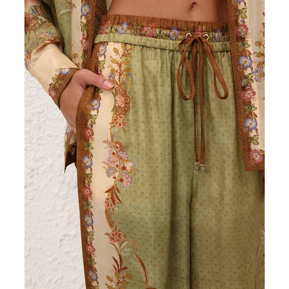 Zimmermann Indra Relaxed Bukser, Khaki Scarf Floral
