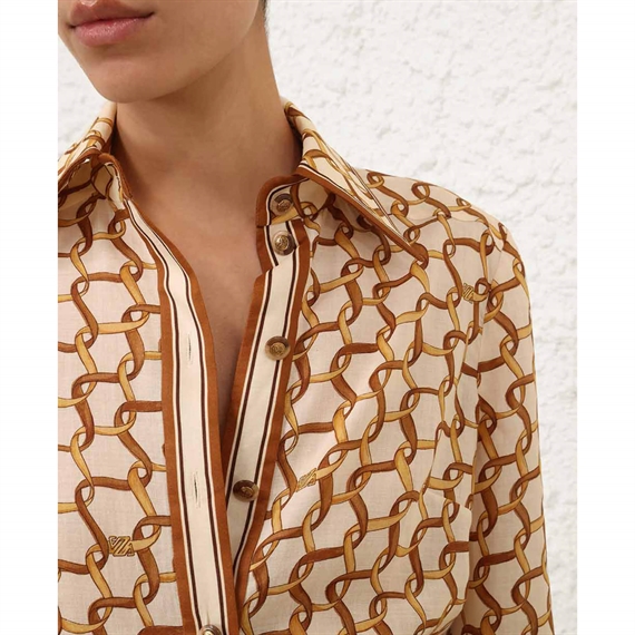 Zimmermann Fitted Skjorte, Cream Ribbon
