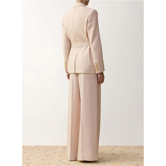 Zimmermann Clash Linen Belted Blazer, Blush