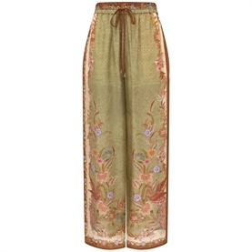 Zimmermann Indra Relaxed Bukser, Khaki Scarf Floral