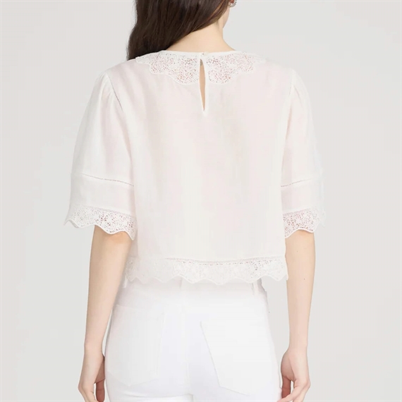 FRAME The Embroidered Top, Hvid