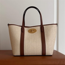 Mulberry Mini Bayswater Tote Raffia, Ecru-Bright Oak 