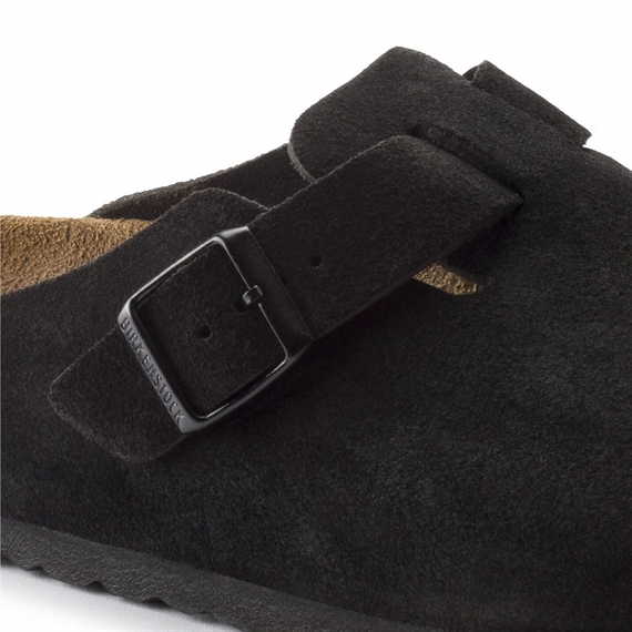 Birkenstock Boston Suede Leather Clogs, Sort