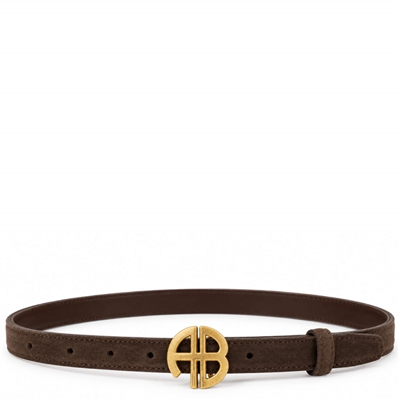 Anine Bing New Monogram Bælte Suede, Dark Brown