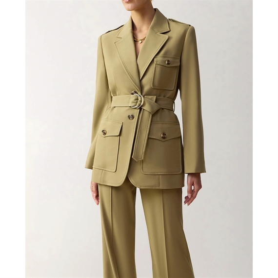 Zimmermann Clash Wool Belted Blazer, Sage