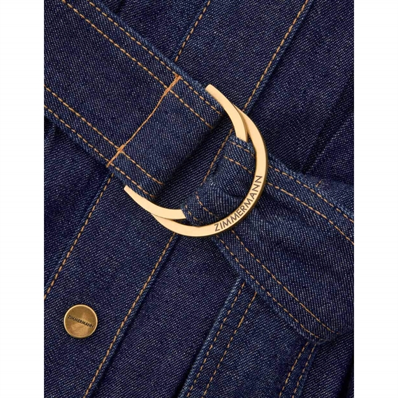 Zimmermann Denim Midi Shirt Kjole, Harbour Blue 