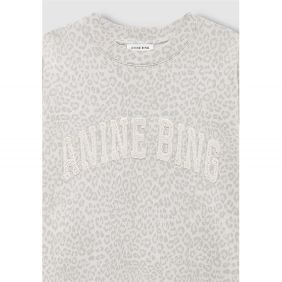 Anine Bing Miles Sweatshirt, Washed White Leopard