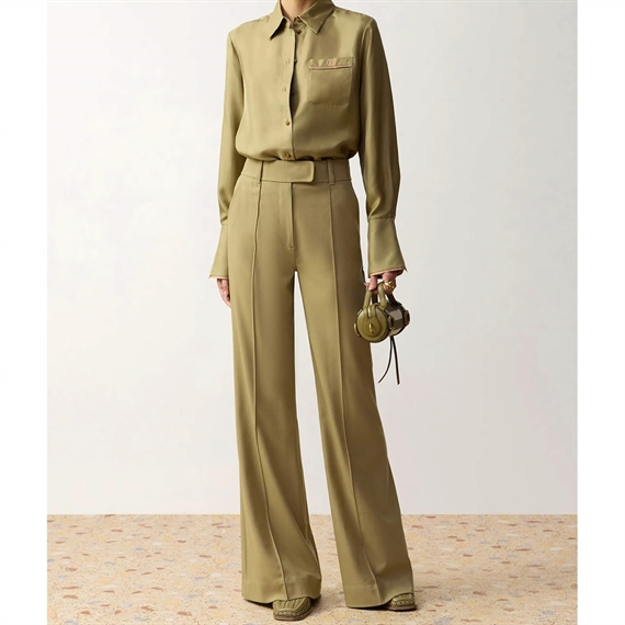 Zimmermann Clash Wool Flare Bukser, Sage