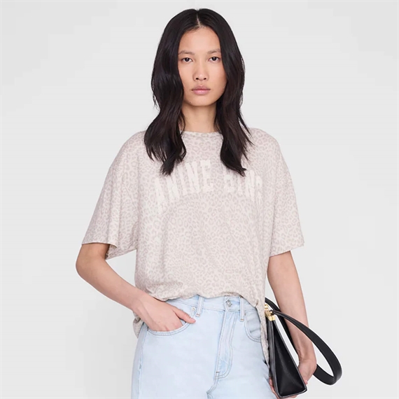 Anine Bing Cade T-shirt, Washed White Leopard