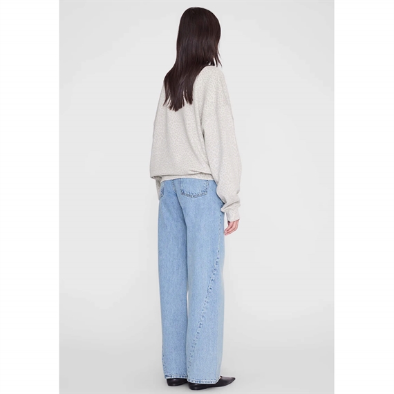 Anine Bing Miles Sweatshirt, Washed White Leopard