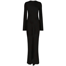 Rotate Maxi LS Slit Kjole, Sort