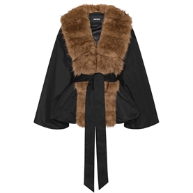 Rotate Faux Fur Collar Jakke, Sort