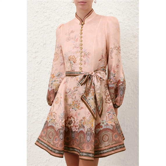 Zimmermann Alchemy Button Mini Kjole, Pink Paisley 