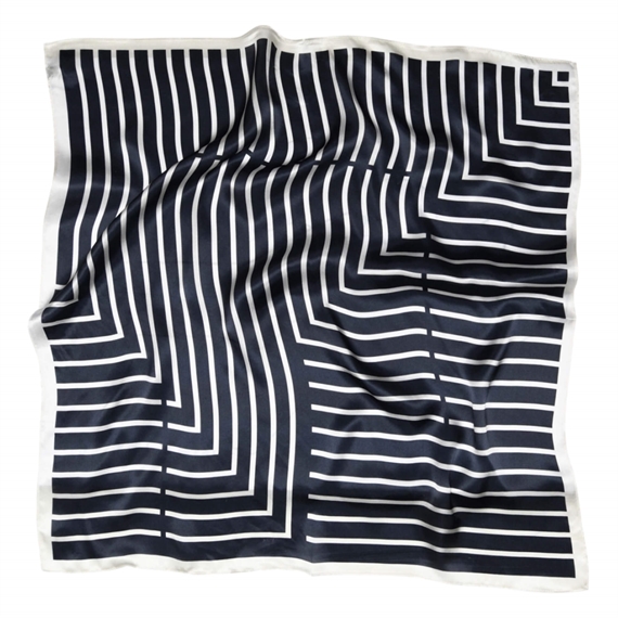 Sneaky Fox Lines Silk Tørklæde, Navy