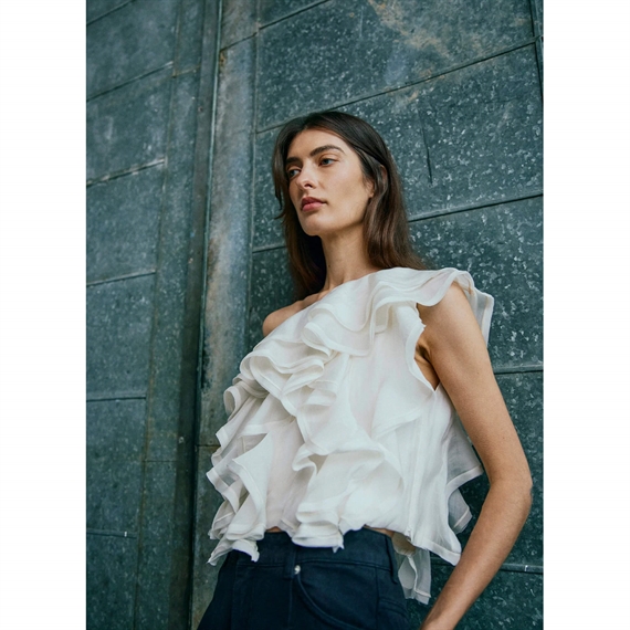 Copenhagen Muse CMTILLY One-Shoulder Bluse, Jet Stream