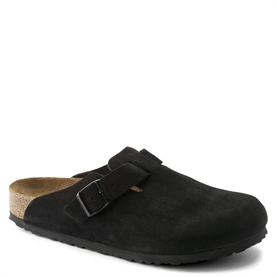 Birkenstock Boston Suede Leather Clogs, Sort