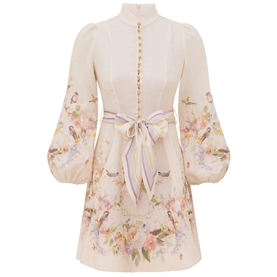 Zimmermann Valiant Button Mini Kjole, Cream Bouquet
