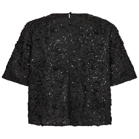 Mos Mosh Reya Sequins Back Top, Sort