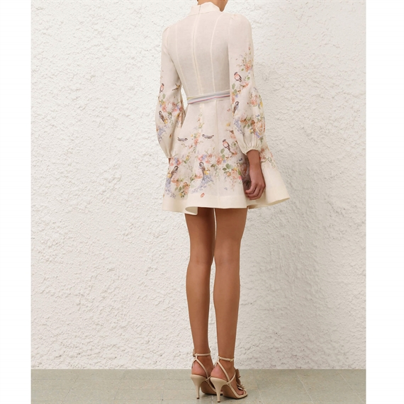 Zimmermann Valiant Button Mini Kjole, Cream Bouquet
