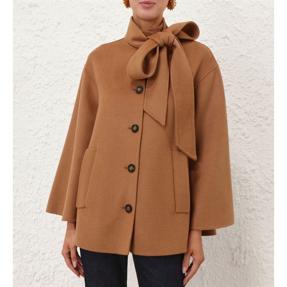Zimmermann Valiant Pussybow Jakke, Cream Camel
