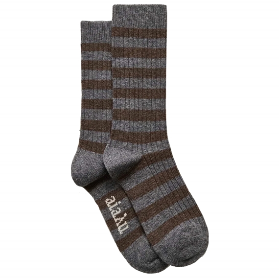Aiayu Striped Cashmere Sokker, Mix Grey