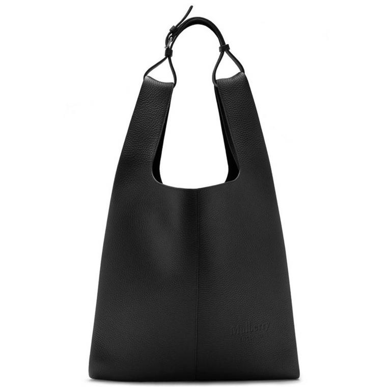 Oversized Portobello Tote Black Heavy Grain