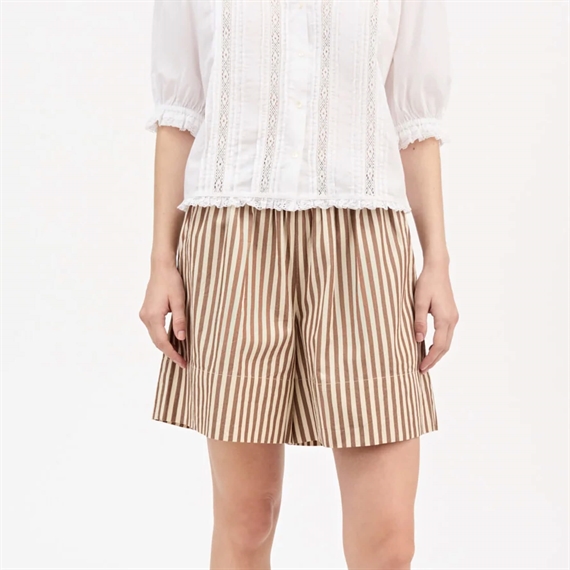 Skall Studio Vetiver Shorts, Brown/Ecru Stripe 