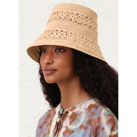 Zimmermann Raffia Bucket Hat, Natural