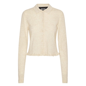 Rotate Knitted Polo Cardigan, Oxford Tan