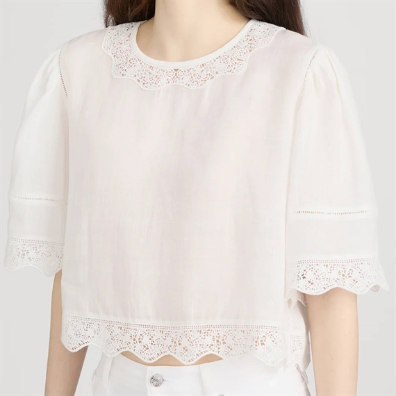 FRAME The Embroidered Top, Hvid