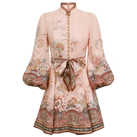 Zimmermann Alchemy Button Mini Kjole, Pink Paisley 